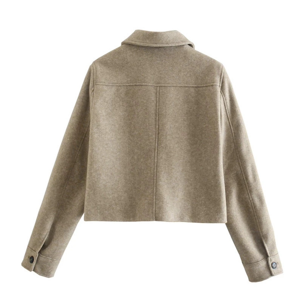 Long Sleeve Woolen Lapel Shirt Jacket